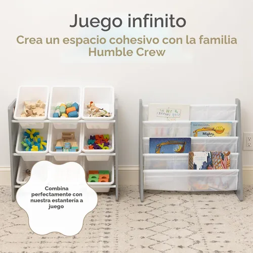 Vista 9 de Humble Crew Organizador de juguetes para niños con 9 contenedores Papeleras blancas/Panel gris