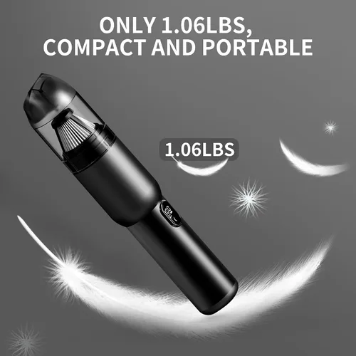 Vista 3 de Aspiradora de mano para automóvil, inalámbrica portátil de 20 KPA, potente succión con luz LED, inflador de aire 2 en 1, mini recargable de bajo