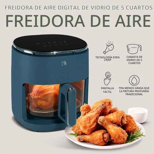 Vista 5 de WILLOW Eco Series - Freidora de aire de vidrio, freidora de aire no tóxica de 5 cuartos de galón con cesta de vidrio, 6 ajustes preestablecidos
