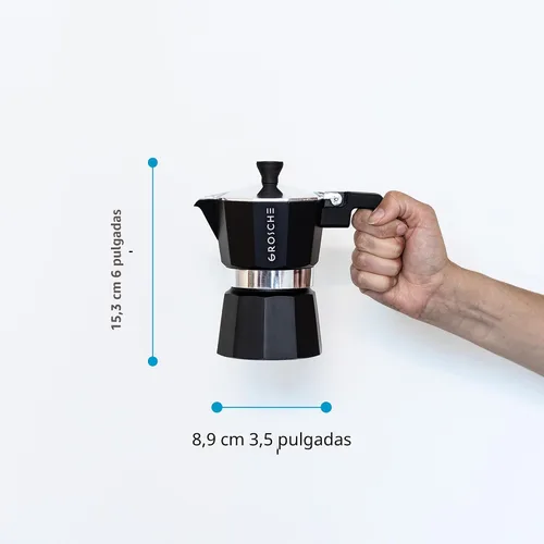 Vista 6 de GROSCHE Milano - Cafetera Moka para estufa, olla de expreso para 3 tazas de café, 5 oz, color negro - Cafetera cubana para estufa, cafetera Moka
