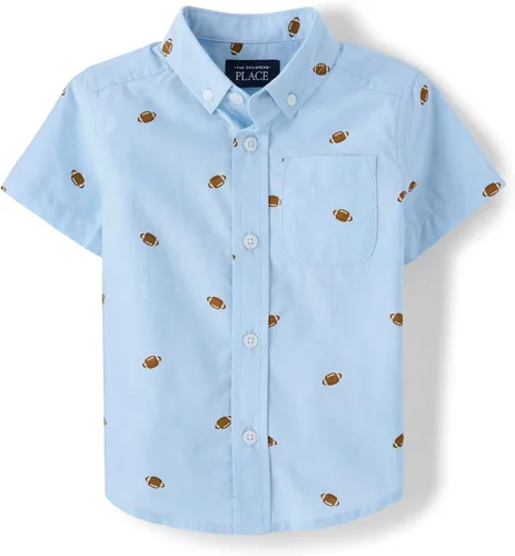 Vista 31 de The Children's Place Baby Boys' and Toddler Poplin Short Sleeve Button Down Shirt (Applemint)