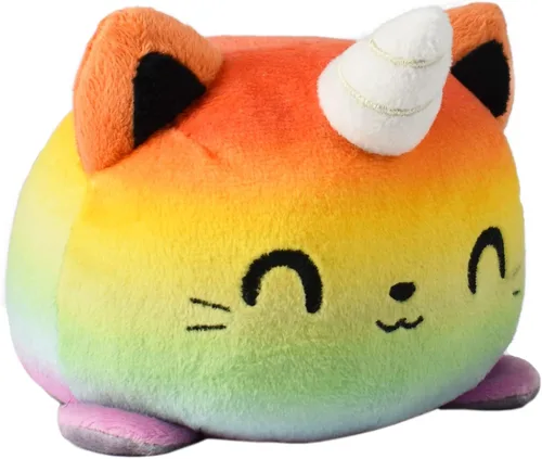 Vista 8 de TeeTurtle - Peluche reversible de gato siamés de 4 pulgadas Gato siamés feliz + enojado