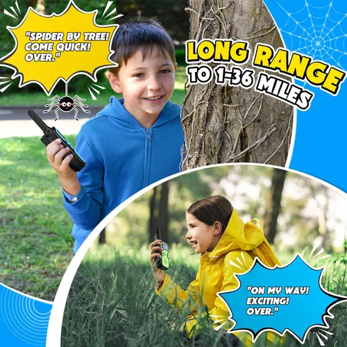Vista 3 de Wishouse Walkie Talkies para niños y adultos de largo alcance recargable, regalo de cumpleaños de Navidad para niños y niñas de 3, 4, 5, 6, 7, 8, 9