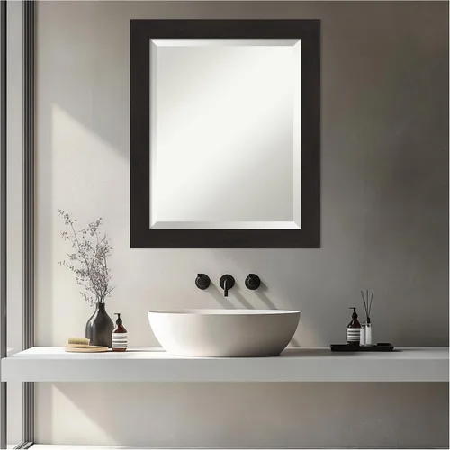 Vista 9 de Amanti Art 24x20 Bathroom Vanity Mirror, Furniture Espresso Narrow Frame, Rectangular Wall Mirror, Beveled Edge, Hangs Horizontally or Vertically