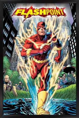 Vista 9 de Trends International DC Comics-The Flash-Flashpoint - Póster de pared, 14.725 x 22.375 pulgadas, versión enmarcada de madera de granero