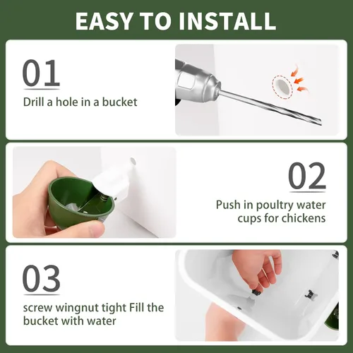 Vista 7 de Paquete de 12 tazas de agua para pollo, cuenco alimentador automático de llenado, sistema de riego por gravedad para aves de corral, dispensador