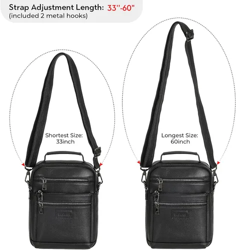 Vista 6 de Polare - Bolso de mensajero de cuero italiano de grano completo, estilo vintage, bolso cruzado al hombro, estilo casual, bolso de negocios