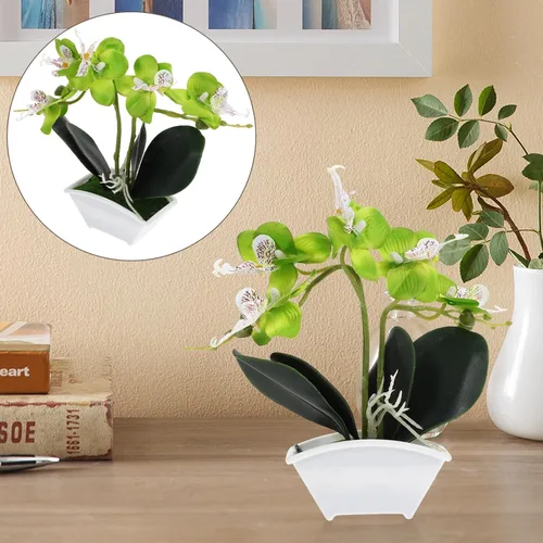 Vista 3 de ibasenice Orquídea falsa Mini Orquídeas Planta para Decoración Planta Artificial de Seda Flor para Cocina