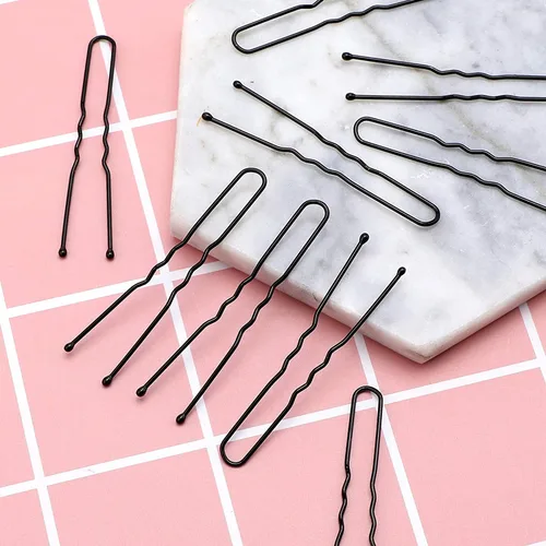 Vista 3 de AIEX Kit de 50 horquillas en forma de U, pinzas para el cabello de sujeción segura para mujeres y niñas y peluquería (negro)