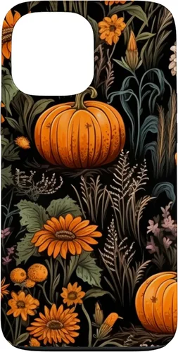 Vista 23 de iPhone 16 Autumn Flower Fall Halloween Spooky Pumpkin Floral Themed Case