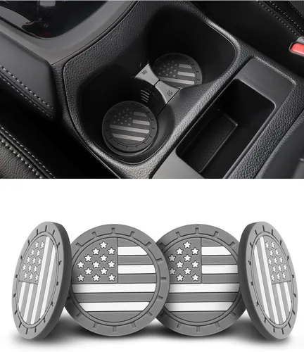 Vista 10 de 4 paquetes de posavasos para coche, portavasos universales con bandera americana de silicona antideslizante, accesorios para el interior del coche