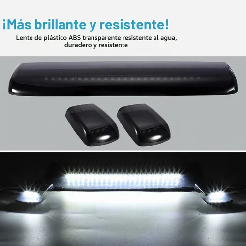 Vista 4 de Partsam 3 luces marcadoras de cabina blancas ahumadas de repuesto para Silverado/Sierra 1500 2500 3500 2015 2016 2017 2018 2019 blanco 30 LED