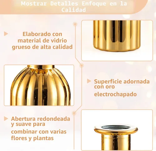 Vista 6 de NUPTIO Jarrones de cristal dorado, mini botella vintage, 5.51 pulgadas