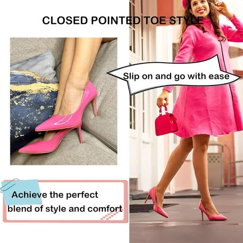 Vista 4 de JENN ARDOR Zapatos de tacón de aguja cómodos para mujer, de 3 pulgadas, elegantes, preciosos, cerrados, puntiagudos, sin cordones, tacones altos