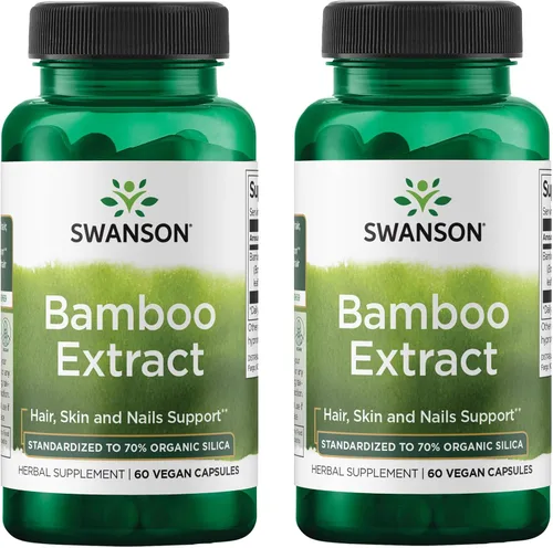 Vista 8 de Swanson Extracto de bambú para cabello y uñas Suplemento de sílice apoya colágeno 300 mg 60 cápsulas vegetales