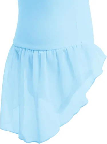 Vista 5 de OBEEII Vestido de ballet de manga corta para niña y niña con falda alta y falda de leotardo bailarina de gimnasia