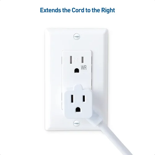 Vista 4 de Cable Matters Paquete de 2 cables de extensión cortos 13A 1625W de 2 salidas, 1 pie, color blanco Cable corto, ahorrador de salida, coleta