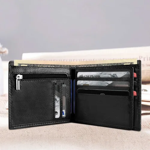 Vista 3 de YOOMALL Cartera de piel para hombre con bolsillo para monedero y ventana de identificación