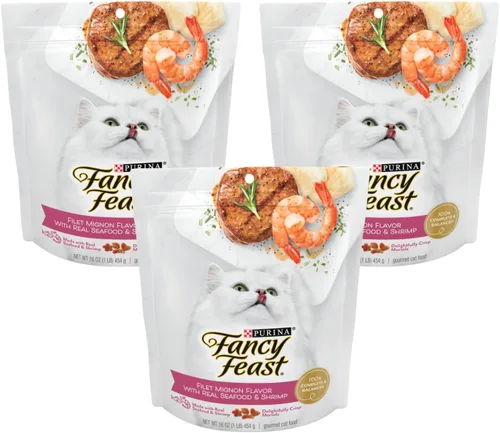 Vista 9 de Fancy Feast Purina - Alimento seco para gatos, sabor filet mignon con mariscos y camarones reales, comida gourmet para gatos con vitaminas
