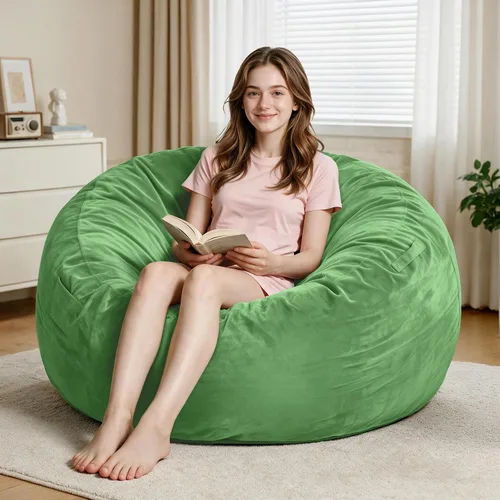 Vista 78 de Sillón puff de 3 pies Sillón estilo puff grande de 3 pulgadas con relleno de espuma viscoelástica, sofá suave con funda de terciopelo holandés