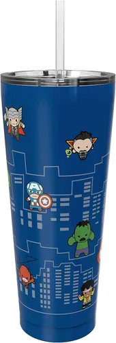 Vista 10 de Zak Designs Disney Minnie Mouse - Vaso de viaje de acero inoxidable con aislamiento al vacío con tapa a prueba de salpicaduras, incluye popote