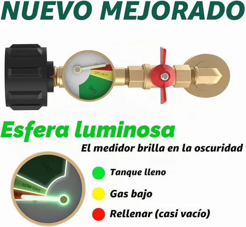 Vista 5 de GardenNow QCC1 Adaptador de codo de repuesto de propano con medidor de tanque de propano Adaptador de presión de recarga de propano de 90 grados