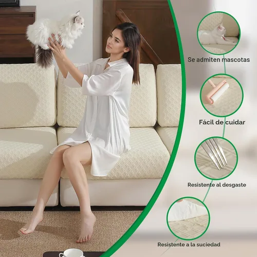 Vista 3 de OHSIO Funda para sofá, funda elástica para sofá, fundas lavables para cojín de asiento suave, funda seccional para sofá en forma de L, protector