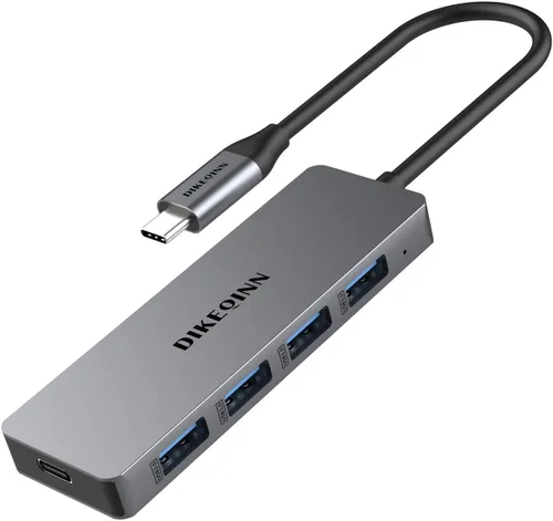 Vista 8 de Concentrador USB 3.0, 4 puertos con puerto de alimentación USB-C, concentrador de datos de alta velocidad y extensor para laptop, computadora