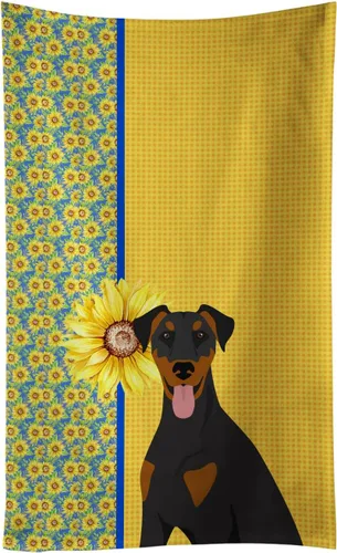 Vista 150 de Caroline's Treasures WDK5313KTWL - Toalla de cocina con diseño de girasoles de verano, color negro y tostado, Airedale Terrier, toalla de mano