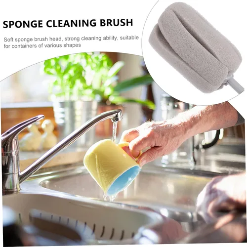 Vista 7 de Kit de cepillo para botellas de espuma, paquete de 3 cepillos de tubo para limpiar botellas de leche, limpiador de jabón, mango largo para bebé