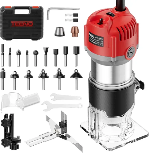 Vista 11 de TEENO Herramienta de enrutador, 1.25 HP 6.5 Amp Herramienta compacta de Rojo