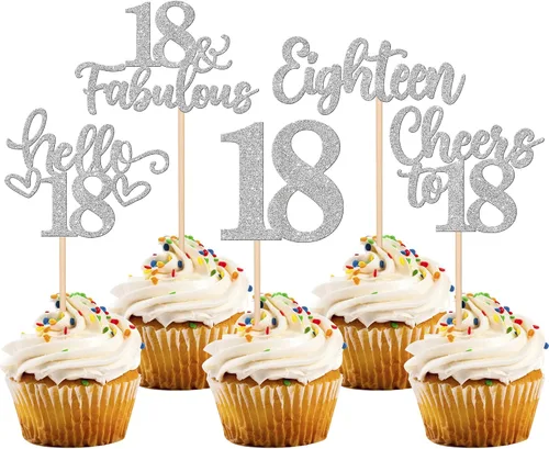 Vista 29 de 30 piezas de adornos para cupcakes de 12 cumpleaños feliz, brillantes doce, hola 12, felicitaciones a 12 años, adornos para cupcakes, 12