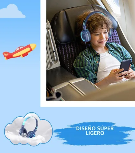 Vista 5 de Bywulanda Auriculares USB Tipo C Mejorados para Niños para la Escuela, Volumen Seguro Limitado de 94dB, Sonido Estéreo HD, Auriculares Plegables
