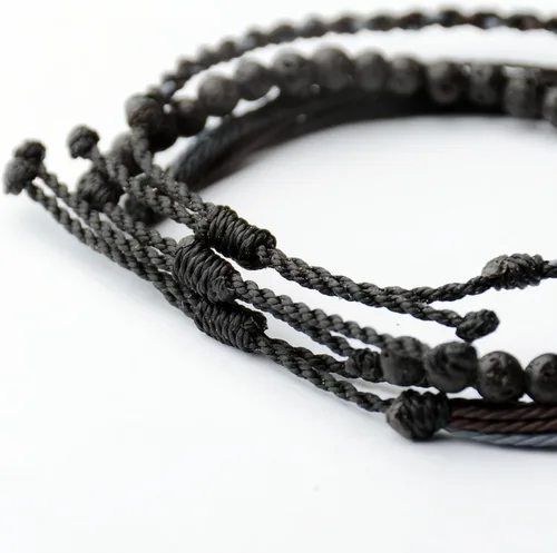 Vista 6 de Pulsera curativa hecha a mano con cuentas de piedra natural, regalo para hombres, pulsera de cuerda ajustable