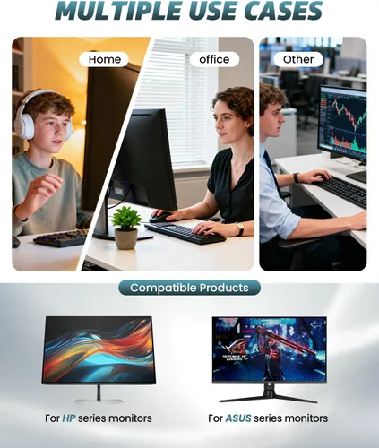Vista 8 de Cable de fuente de alimentación para monitor de CC de 19 V para Asus Hp, pantalla LED HD reemplazo para HP 22cwa 23xi 23bw HP-Pavilion 20 pulgadas