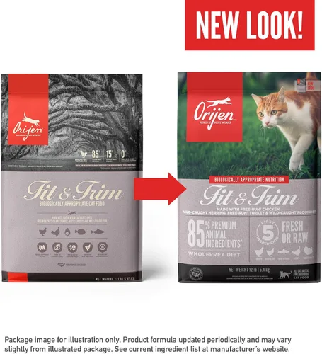 Vista 8 de ORIJEN Fit & Trim - Comida seca para gatos sin granos, altas proteínas, premium, bolsa de 4 libras