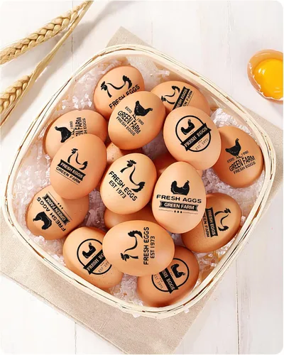 Vista 6 de Sellos de huevos personalizados para huevos frescos, sello personalizado de huevo de pollo con nombre del logotipo, sello de huevo personalizado