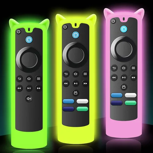 Vista 13 de Paquete de 2 fundas protectoras para control remoto, funda de silicona para control remoto que brilla en la oscuridad con cordón