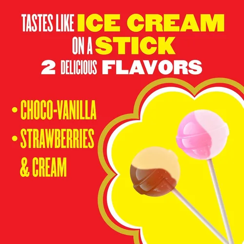 Vista 3 de Chupa Chups Paletas Candy, 40 ventosas de caramelo para niños, helado de cremosa, 2 sabores cremosos surtidos, para regalos, fiestas, oficina, 40