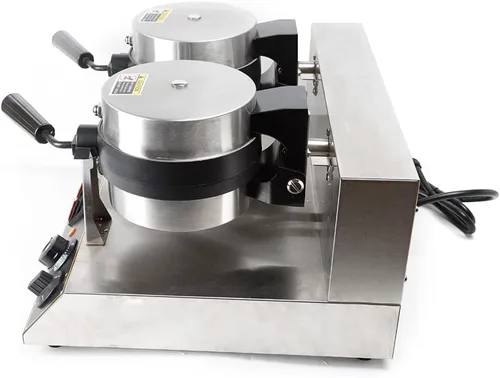Vista 5 de Máquina de gofres belga de doble cabeza comercial giratoria de doble alerón para desayunar, cocina antiadherente, resistente, para restaurante, mini