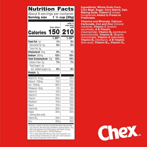 Vista 2 de Chex de maíz sin gluten, cereal para el desayuno, ingrediente casero de Chex Mix, 12 oz