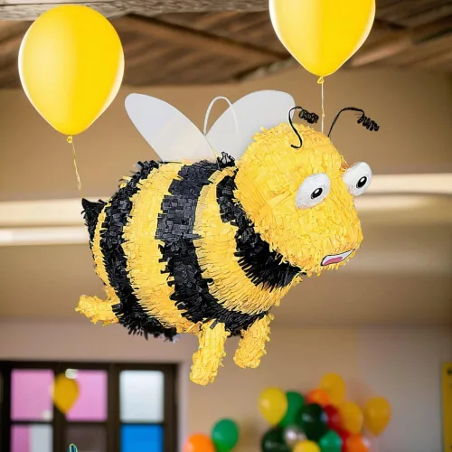 Vista 4 de Bumble Bee Pinata - Papel amarillo y negro, 15 x 9.5 pulgadas (1 unidad), adorable decoración de fiesta, perfecto para cumpleaños y celebraciones