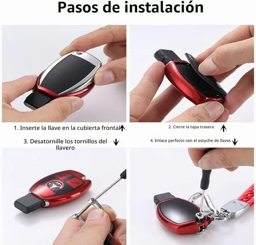 Vista 7 de Creativity Funda para llave de Mercedes Benz. Hermosa funda de TPU compatible con CLS CLK AMG ML C CL E S SL SLK G GLC GLE GLS M R Smart Remote Key
