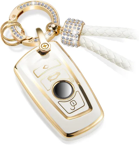 Vista 18 de para llavero de Cadillac con funda de TPU con superficie granulada y cuerda trenzada metálica, funda de llavero mejorada para 2020 en adelante CT4