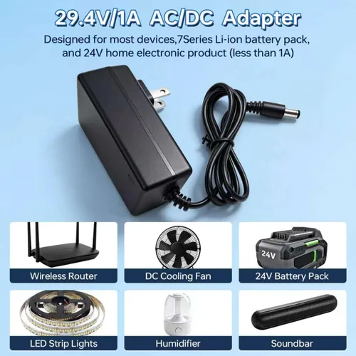 Vista 4 de Cargador de repuesto de 29.4 V para baterías de litio de 24 V/25.2 V para Hoverboard Gotrax, cable adaptador de cargador de alimentación de 29.4