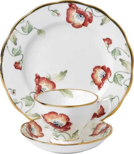 Vista 11 de Royal Albert 100 años 1990 - Juego de 3 piezas (taza de té, platillo y plato de 8")