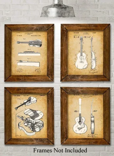 Vista 6 de Juego de cuatro fotos (8 x 10) pósteres de guitarra acústica, imágenes de pared de guitarra, gran póster de regalo para guitarristas, músicos, salas