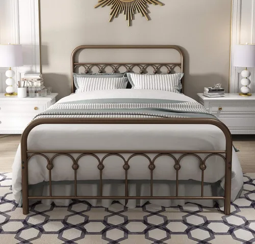 Vista 3 de Marco de cama, somier metálico y resistente, estilo clásico con cabecero 8013G4 80104 6608 6609