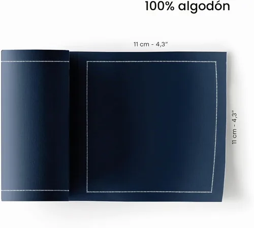Vista 4 de Servilleta de Cóctel de Algodón - 4.5 x 4.5 in - 50 unidades por rollo - Azul Petróleo