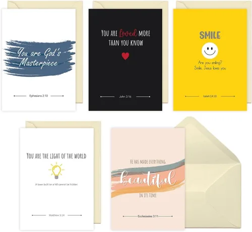 Vista 7 de Kulture Games Tarjetas de felicitación cristianas (paquete de 10) – Tarjetas de aliento, inspiradoras y motivacionales con sobres y calcomanías